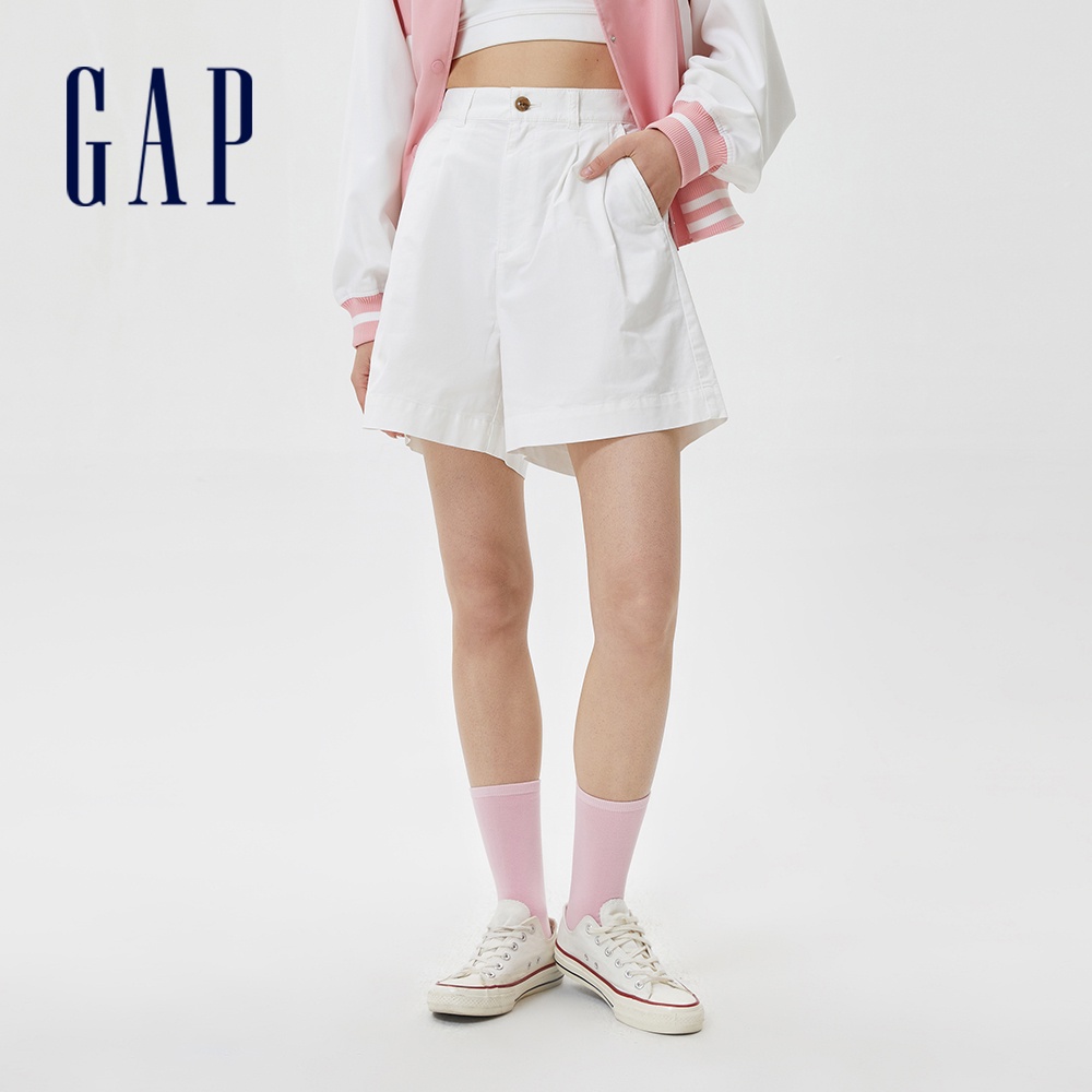 Gap 女裝 高腰工裝短褲-白色(606056)