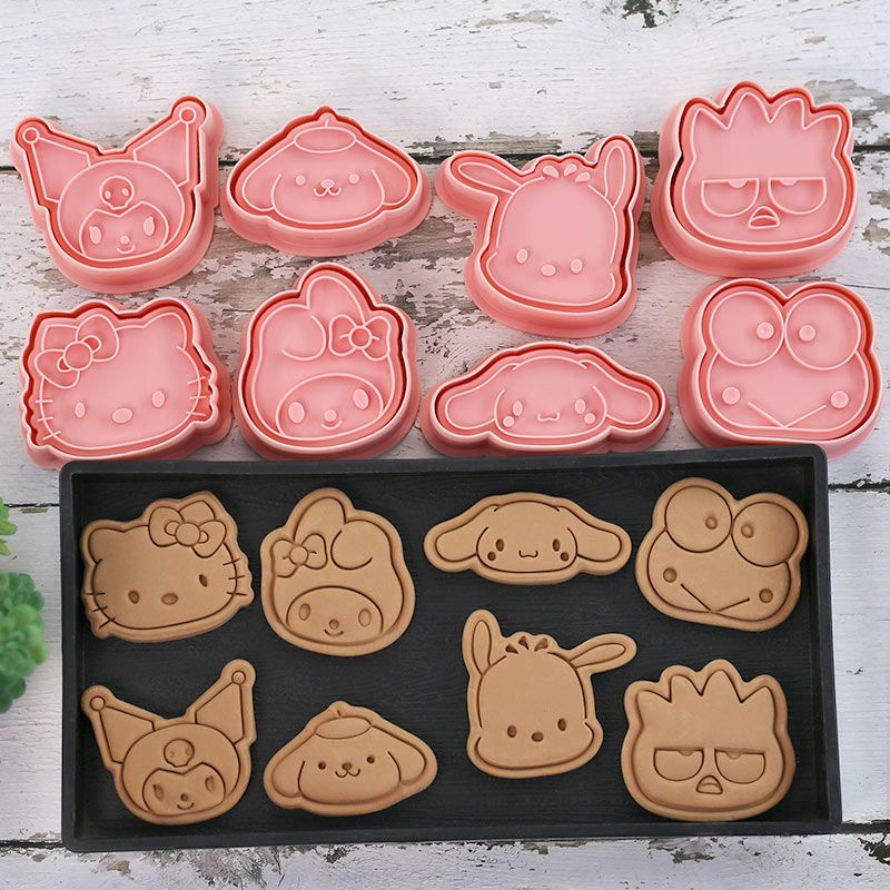 【魚仔精品】三麗鷗卡通餅干模具KT貓3d立體按壓曲奇糕點月餅切模翻糖烘焙工具