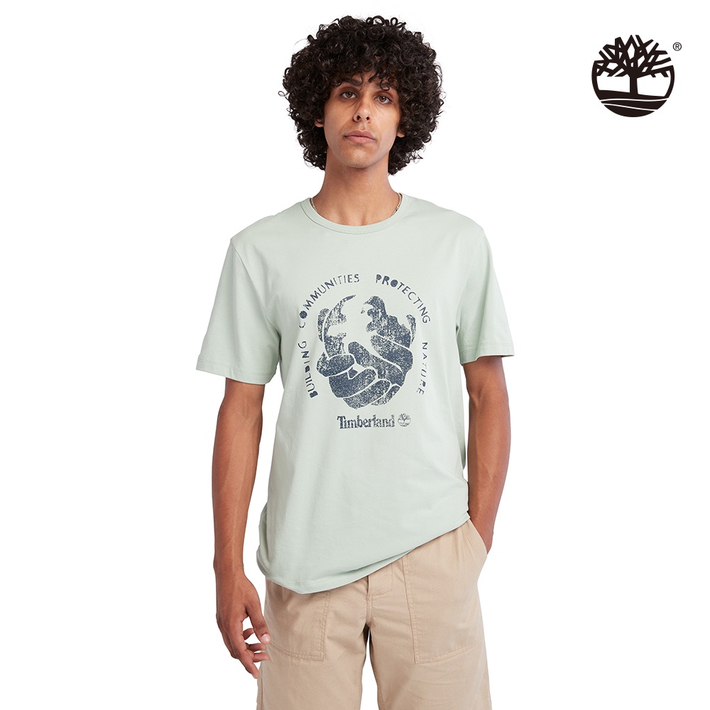Timberland 男款莫蘭迪綠短袖T恤|A6QZDQ43
