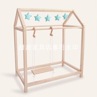 甜甜家具店# 北歐風實木落地雙桿中島架簡約現代服裝衣架展示架服裝店貨架