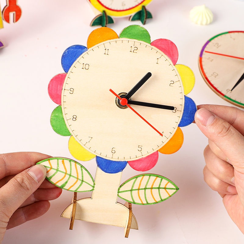 認知鬧鐘 DIY 木質 手工 時鐘 模型 幼兒 小學 認識 時間 益智 科技 小製作 小鐘表 教具