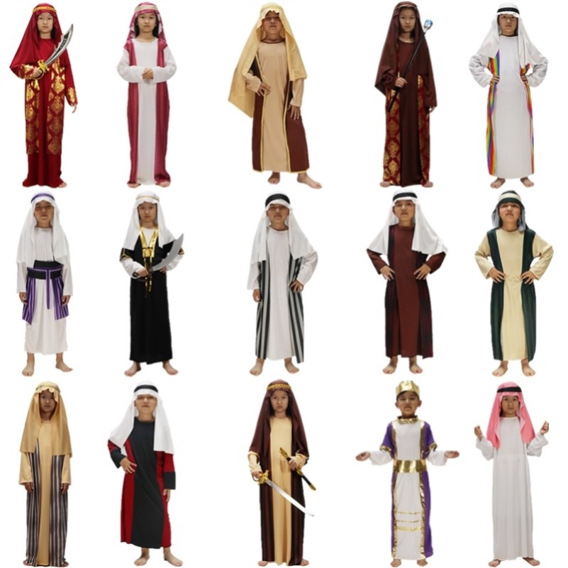 限定中東土豪服裝兒童迪拜富豪阿拉伯服裝阿拉伯王子白袍沙特王子服裝上新