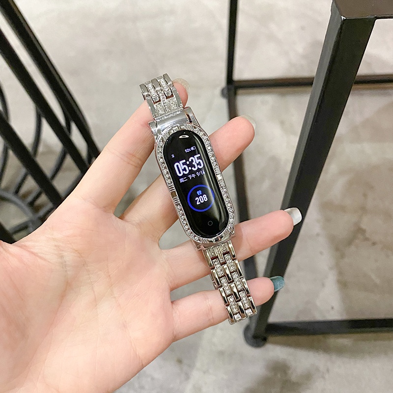 新品 xiaomi手環錶帶 腕帶 錶帶 適用小米手環6腕帶三四五六代鑲鑽5nfc版錶帶小米3/4/5運動手環金屬透氣女款