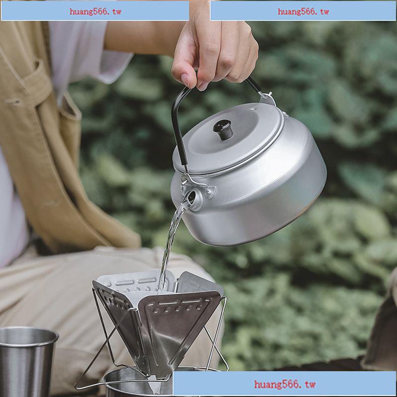 💕戶外鋁合金燒水壺野營超輕便攜咖啡壺露營不銹鋼加長水嘴0.8L茶壺