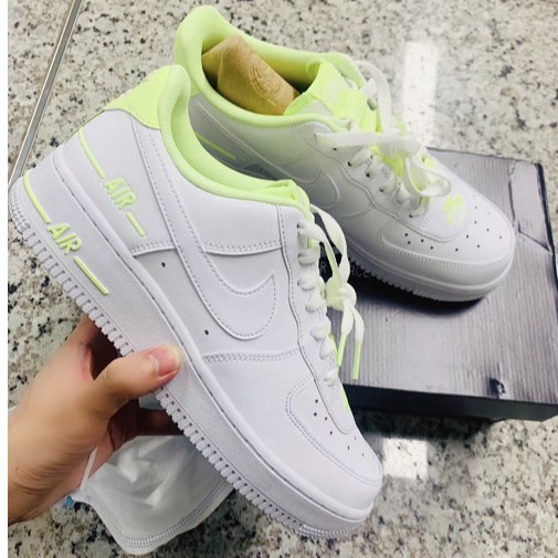 Nike Air Force 1 白色 螢光綠 串標 休閒 滑板鞋 情侶鞋 穿搭 百搭 CJ1379-101