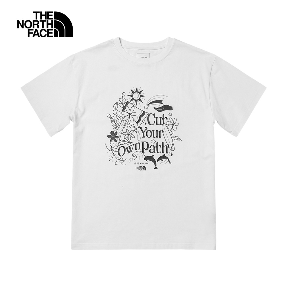The North Face北面女款白色專屬節日設計印花短袖T恤｜7WEFFN4
