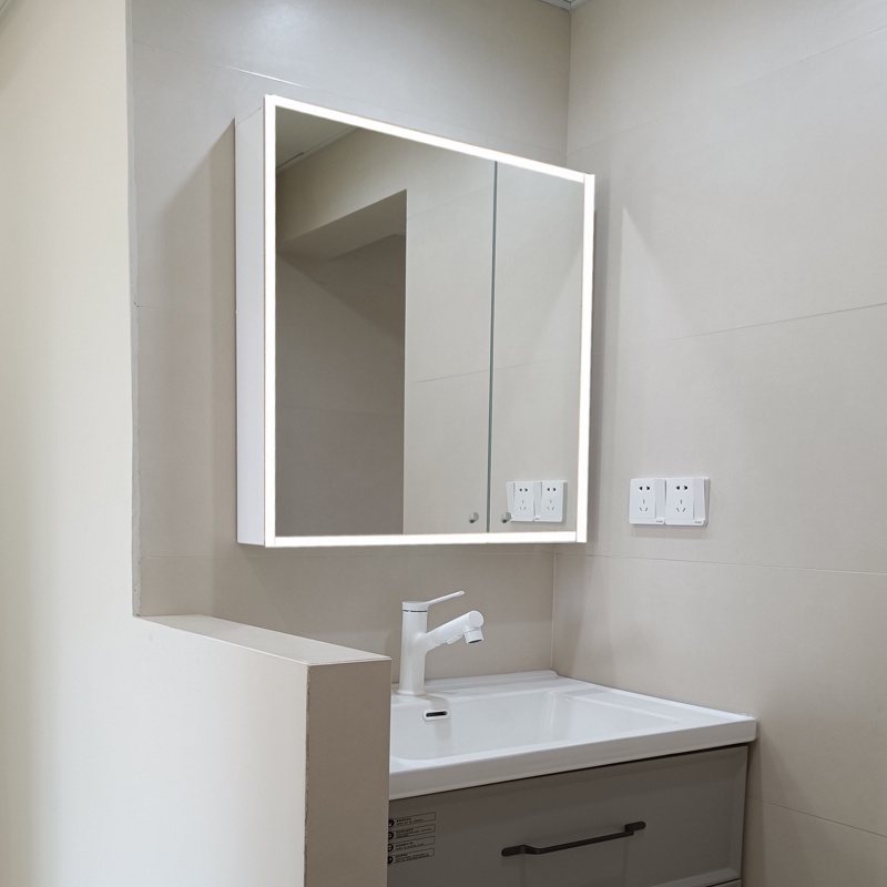 【破損補發】 新款智能鏡櫃衛浴鏡箱 智能防霧鏡櫃太空鋁收納鏡子櫃衛生間掛墻式鏡箱帶燈單獨鏡面櫃子