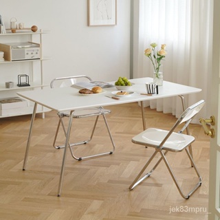 『MOKA®摩卡』北歐傢用現代簡約網紅ins餐桌小戶型長方形白色飯桌長凳長桌子