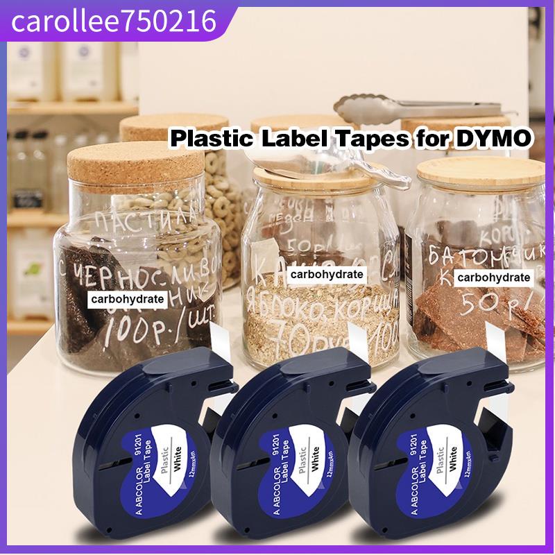 12mm x 4M Plastic Label Tapes for DYMO Letratag Black on Whi