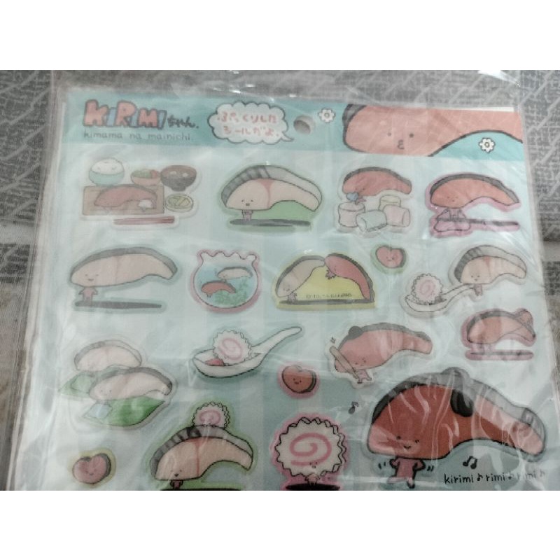 日本三麗鷗 kirimi桑 鮭魚切片肉 魚板 泡棉立體貼紙