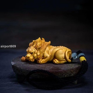時光裡黃楊木雕招財天祿貔貅盤玩手把件擺件辦公室客廳車載桌面室內家用