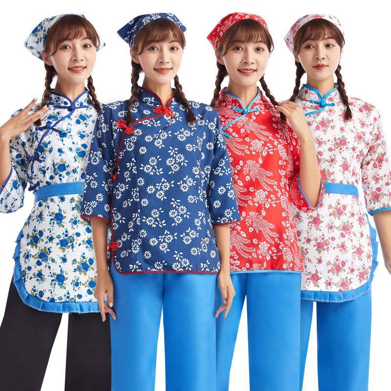採茶服村姑衣服民族舞蹈鄉村風農村戲服表演服