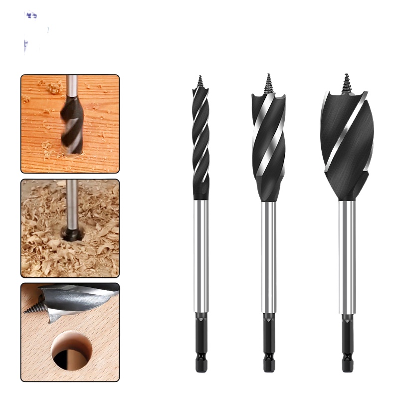 加長木工支羅鑽 四槽四刃鑽頭 開孔擴孔鑽開孔器六角柄