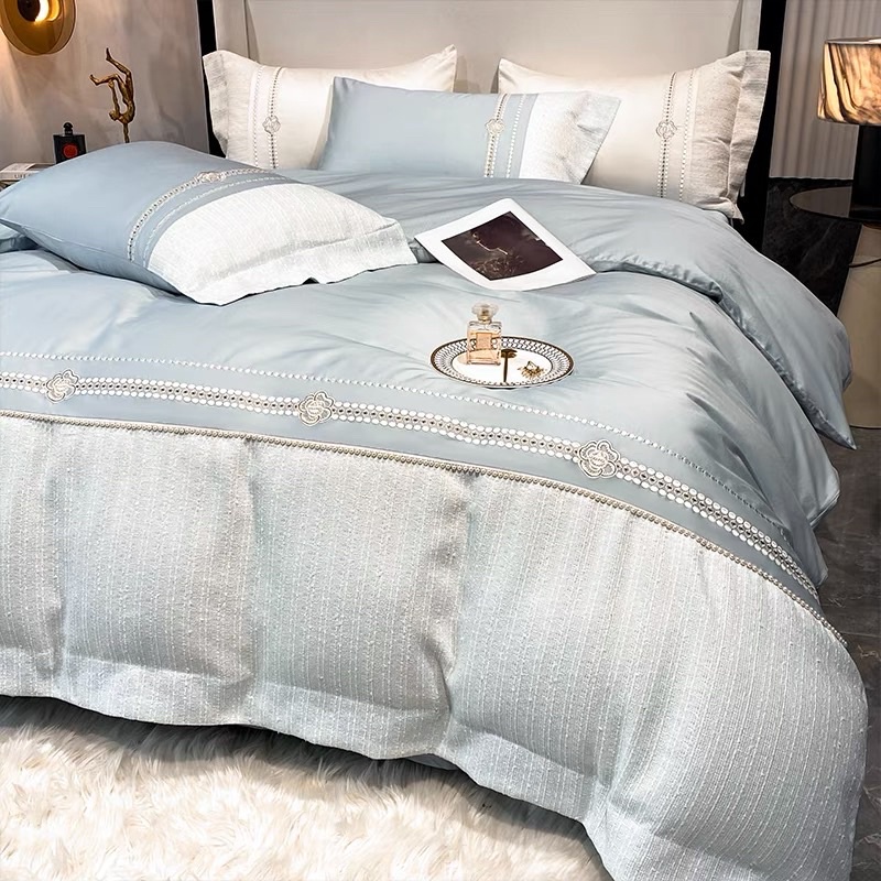 免運 3色/歐美小香風100支長絨貢緞純棉床包組 素色床單被套枕套 ikea床墊尺寸 專櫃品質 雙人床包 雙