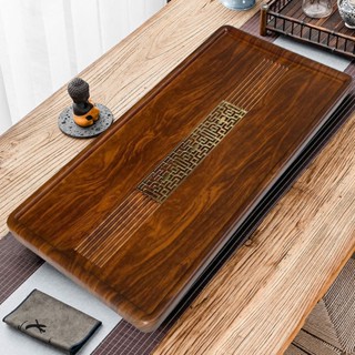 【茶盤茶具 託盤 實木 功夫茶具】黑檀木茶盤家用長方形整塊實木原木茶臺大號茶海小號功夫茶具簡約cck1030107