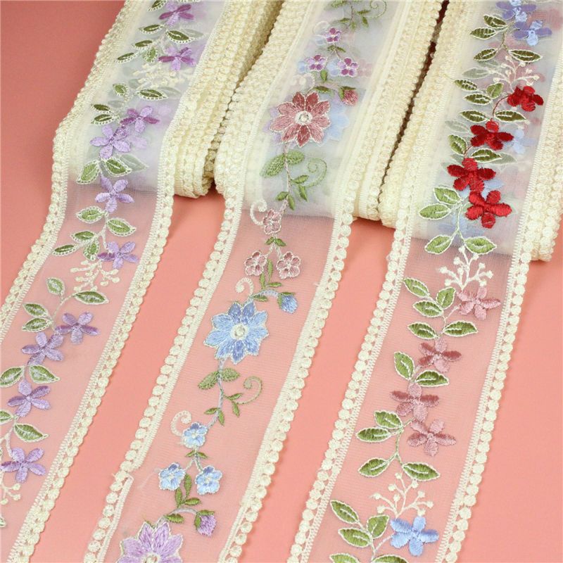 【C.T】彩色水溶刺繡蕾絲花邊 網紗蕾絲邊 服裝窗簾邊裝飾 手工diy寬花邊