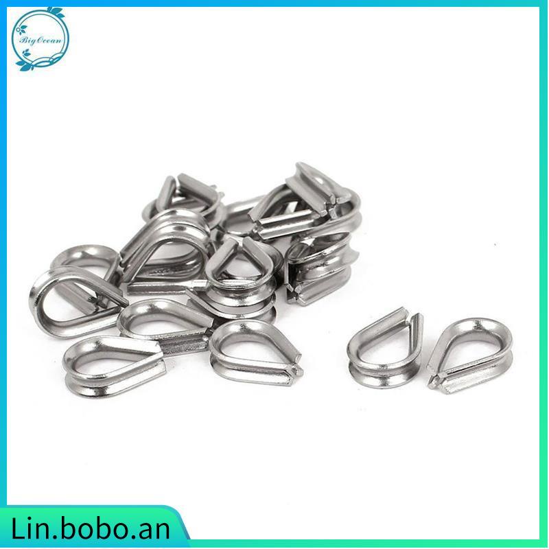 Stainless Steel 6mm Wire Rope Cable Thimbles Sier Tone 10Pcs