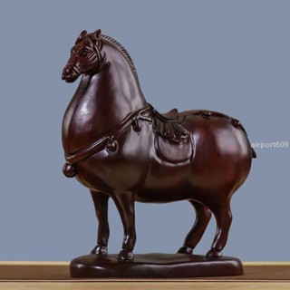 時光裡黑檀木雕馬擺件實木雕刻馬到成功工藝品家居紅木唐馬辦公室裝飾品