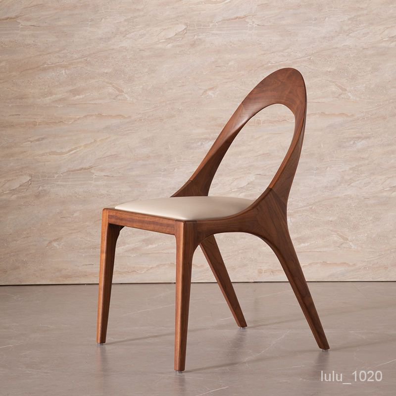 【❀工廠❤直銷】【高品質】衚桃木色實木餐椅傢用實木椅子北歐網紅書桌椅簡約現代設計師款椅
