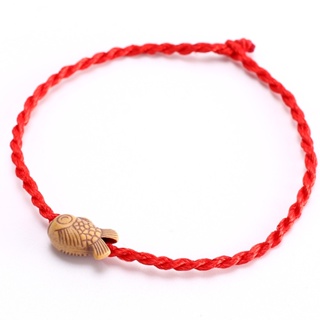 New hand-woven small red rope bracelet imitation wood jade r