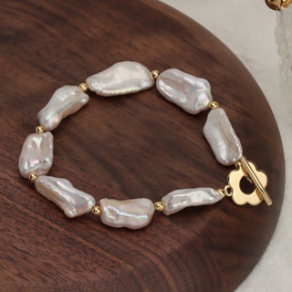 Baroque flower OT buckle bracelet natural freshwater pearl i