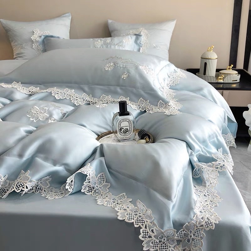 免運 法式典雅80支天絲蕾絲床包組 素色床單被套枕套 ikea床墊尺寸 專櫃品質 雙人床包 雙人加大床包