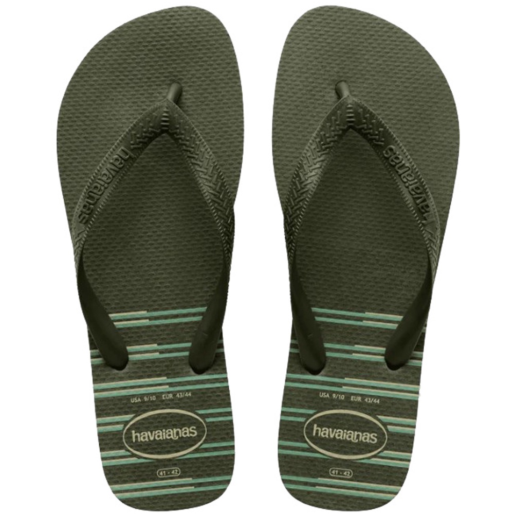 HAVAIANAS 哈瓦仕 人字拖 TOP BASIC 墨綠 線條 夾腳拖 男 41319320869M