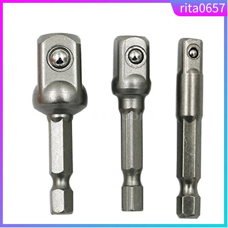 3pcs Chrome Vanadium Steel Socket Adapter Wrench Hex Shank t