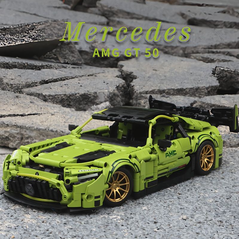 現貨 跑車超跑積木模型兼容樂高奔馳AMG綠魔GT50保時捷911跑車成人男孩拼裝汽車積木玩具擺件裝飾禮物