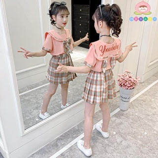 🎏桃氣BABY🍑 女童JK制服套裝夏2023新款洋氣童裝小女孩學院風兒童套裙兩件潮裝 洋裝