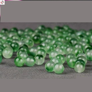 DIY玉石配珠 玉石散珠 翡翠A級飄花散珠DIY配件 石英巖玉飄綠花玉珠 男女款手鏈項鏈