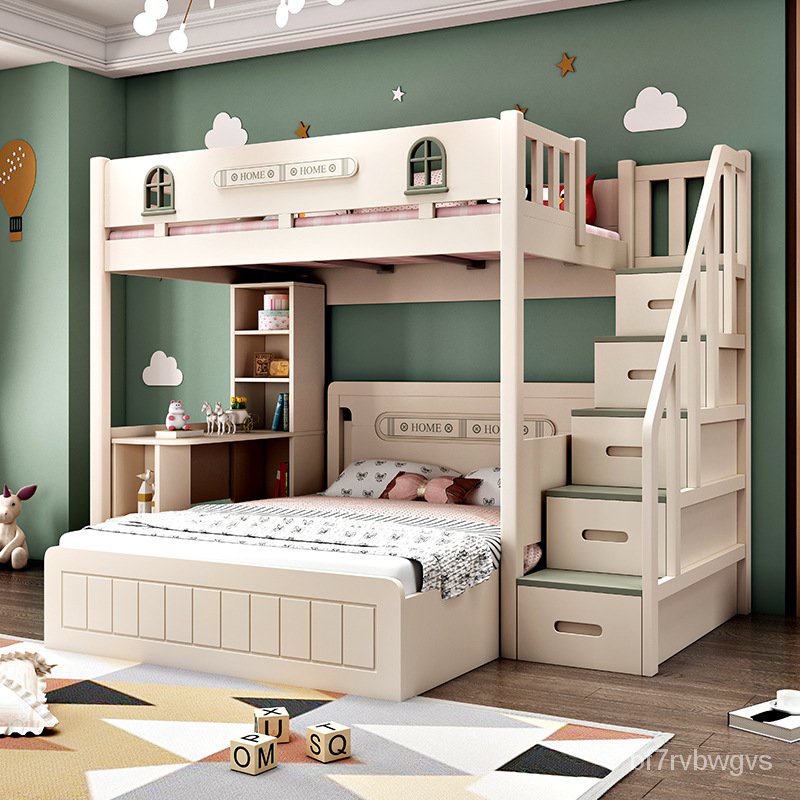 上下舖床架 高架床 上下舖 雙人床架 雙層床 雙人床 上下床 字母床 批髮兩層兒童床上下鋪實木雙層1.8米大人錯位型上下