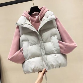 WW49.〖M-5XL 大尺碼羽絨馬甲外套女 新款馬甲可穿100kg無袖坎肩寬松加厚胖MM百搭上衣女