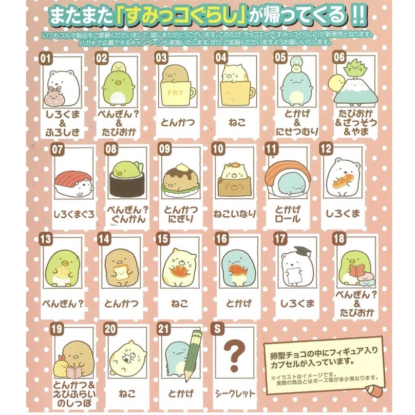 【MIN TOY】#2 日本巧克力蛋 Furuta 古田 角落生物 蜥蜴 恐龍 橘貓 炸豬排 白熊 壽司
