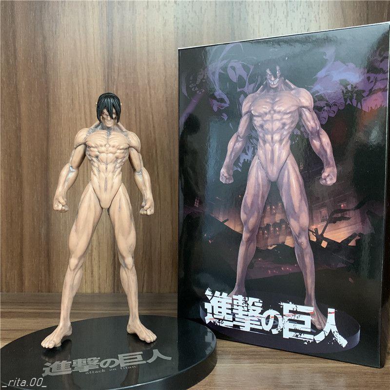 【有貨 進擊的巨人】動漫進擊的巨人 艾倫耶格爾巨人化肌肉巨人PVC手辦擺件盒裝人偶進擊的巨人手辦模型積木