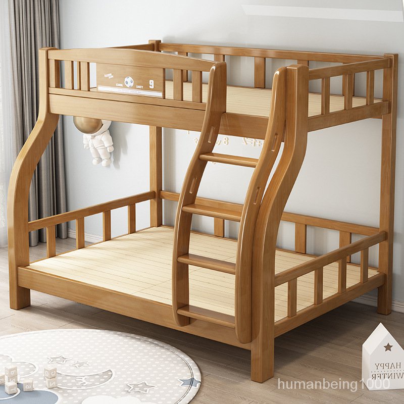 萬達木業 全實木兒童床雙層上下鋪床現代簡約上下床組閤小戶型高低床子母床 高架床 上下床 雙人床架 雙層床 雙人床 鐵架床