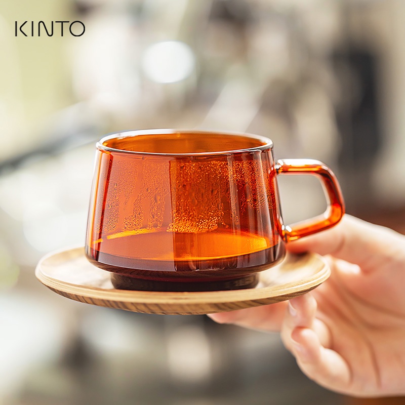 “現貨”日本Kinto 琥珀色咖啡杯手沖分享壺玻璃杯茶杯碟耐熱馬克杯水杯女