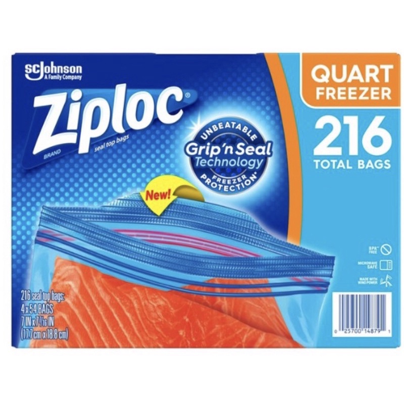 [好市多 costco] Ziploc 雙層夾鏈冷凍保鮮袋 17.7公分 X 18.8公分 X 54入