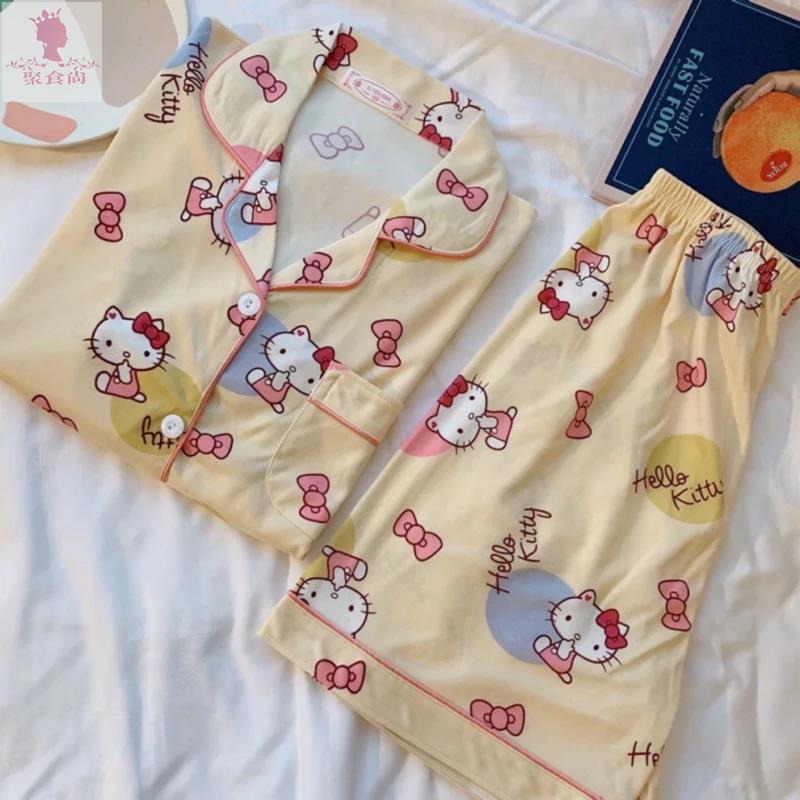 聚食尚 Hello kitty 睡衣 睡褲 女生夏季睡衣 睡衣套裝 女生短袖睡衣居家服 居家服