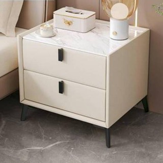 【凱元家居】 KaiYuan Furniture高階奶油巖板床頭櫃簡約現代輕奢臥室家用皮質極簡儲物新款床邊櫃