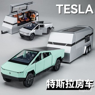 特斯拉模型車 玩具車 1:24特斯拉皮卡汽車模型閤金模擬賓士車模越野擺件收藏男孩玩具車