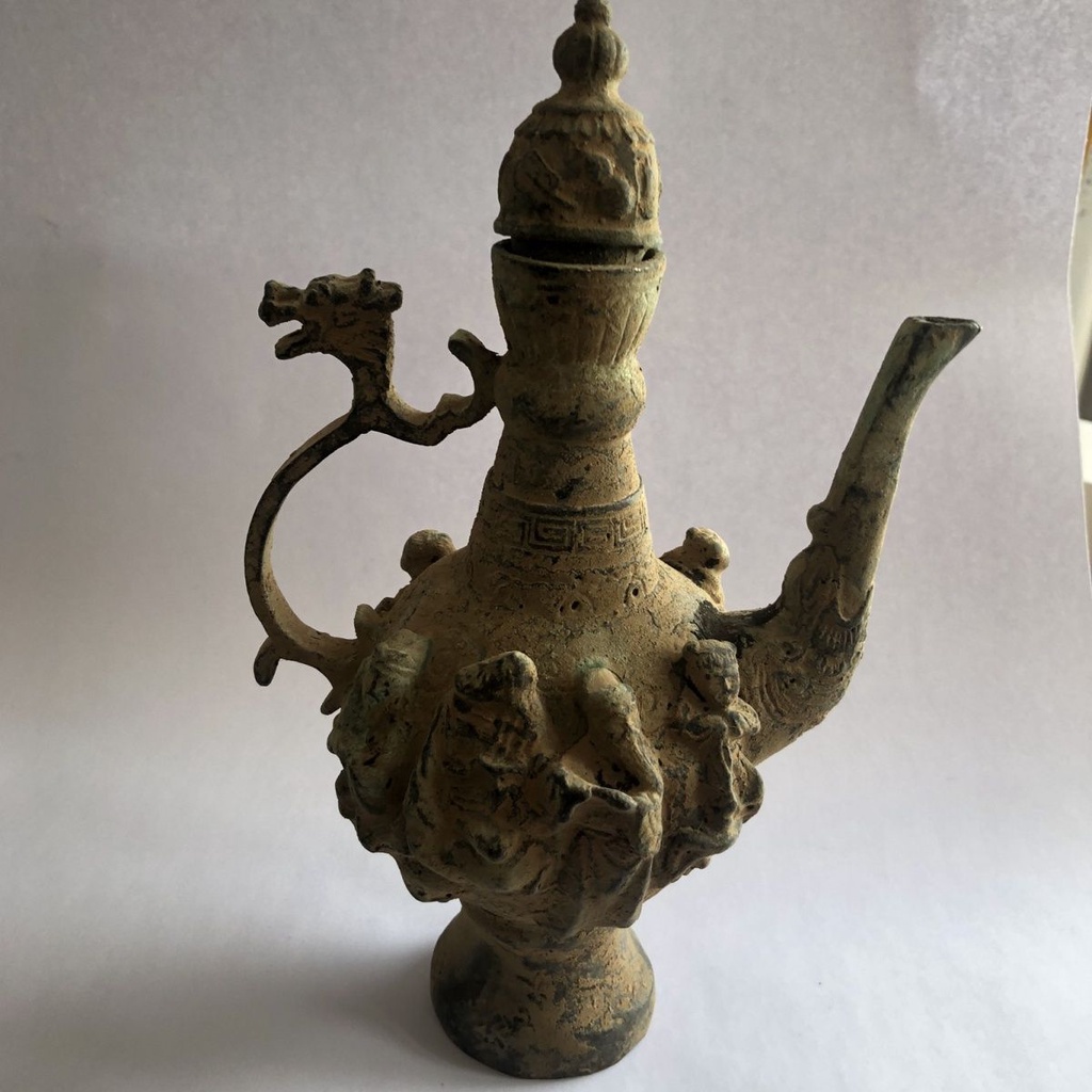 爆款特惠*古玩雜項銅器收藏 大明宣德年制純銅八仙壺茶壺 家居裝飾擺件