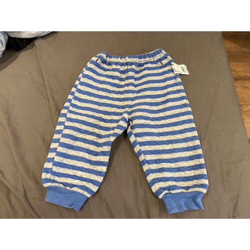Uniqlo 男童女童 藍灰色條紋縮口褲 尺寸80