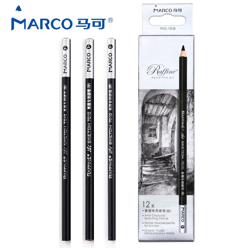 24小時出貨=MARCO 馬可素描鉛筆 7010 碳筆 炭畫筆 軟中硬 專業美術繪畫鉛筆