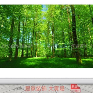 客製化 壁貼 壁畫 自粘 陽光大森林樹林綠草地大自然風景畫桌布墻貼自粘裝飾畫貼紙樹木畫