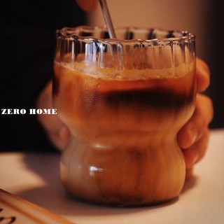 ZERO HOME輕薄日式耐高溫玻璃咖啡杯 豎紋冰美式咖啡杯 一人飲手沖玻璃杯#預購#要開超取請聊聊我