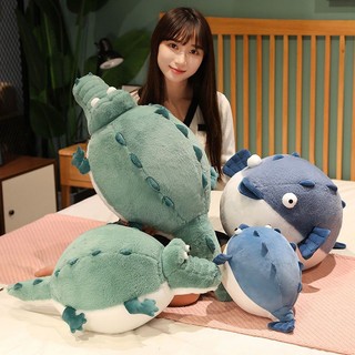 🔥 限時免運 🔥鱷魚玩偶娃娃 可愛卡通動物抱枕玩偶 毛絨玩具 圓滾滾鱷魚 胖胖河豚公仔 安撫兒童娃娃 睡覺抱枕 交換禮物