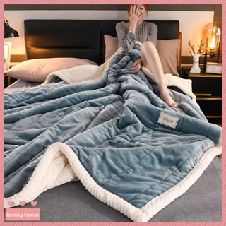 【Lovely home】三層大豆毛毯加絨加厚被子鼕季保暖法蘭珊瑚絨鋪床午睡毯子蓋毯