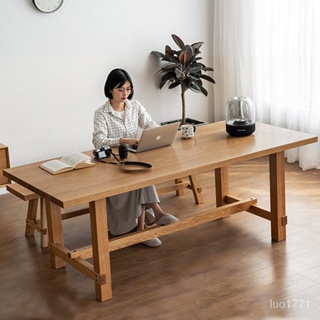 免運 北歐實木餐桌 白蠟木長條桌凳 日式大闆桌子 傢用 原木傢具 餐桌椅組閤