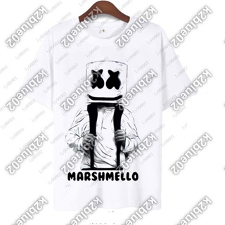 👉☆艾倫沃克DJ同款衣服T恤男Marshmello搖滾電音棉花糖寬松潮流短袖k2blue02
